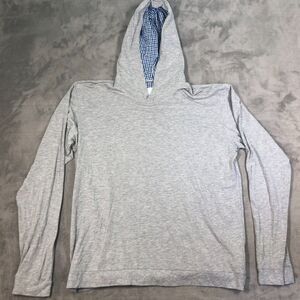 Coastal Crew Nantucket Deckhand Hoodie Mens XL Gray Gingham Lined Bamboo USA